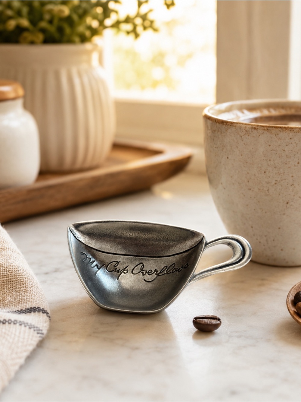 Mary & Martha Pewter My Cup Overflows 1 Tbsp Measuring Cup Discontinued